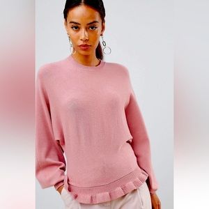 Brand New Pink Sweater With Pleated Hem